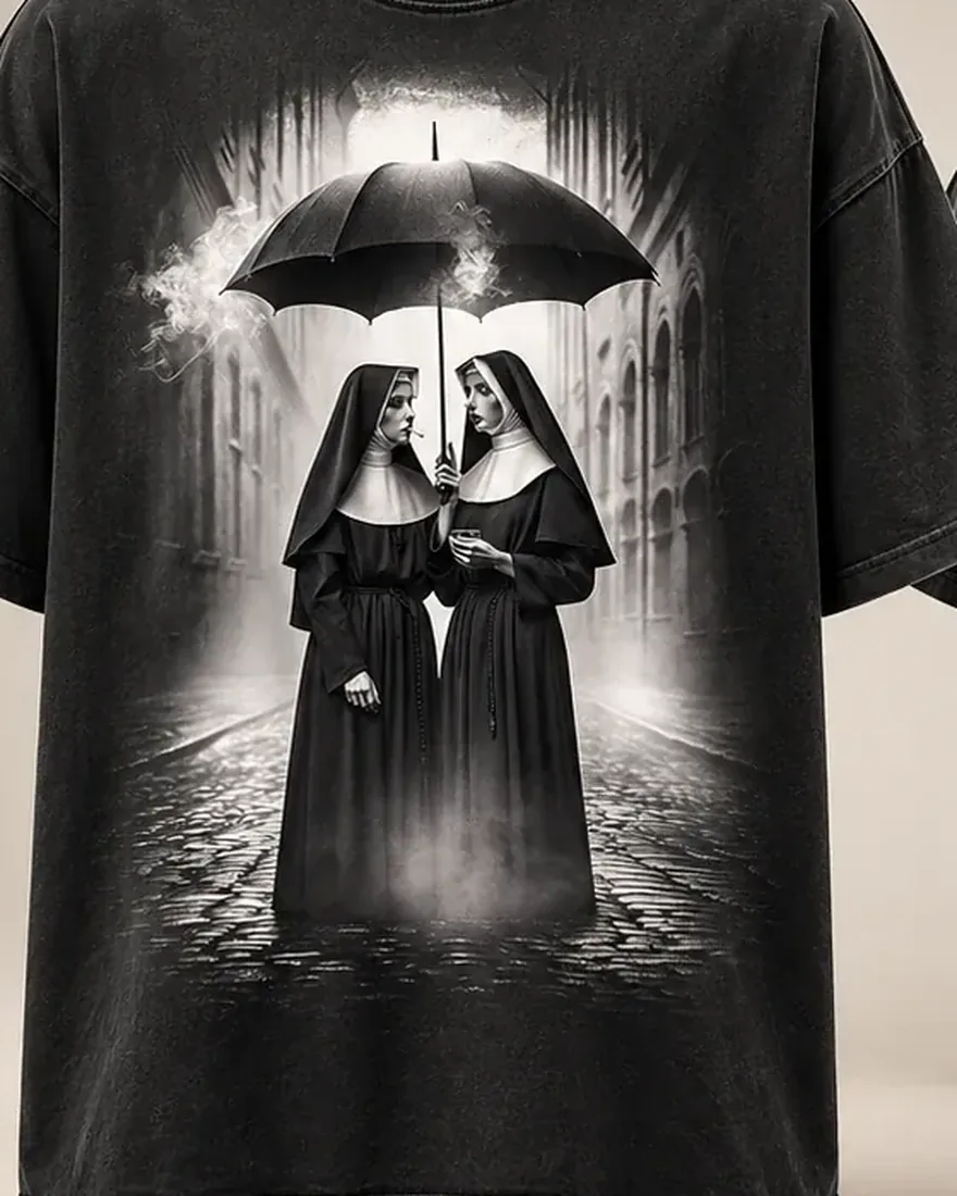 Sisters Tee: close-up of the print on the front of the T-shirt